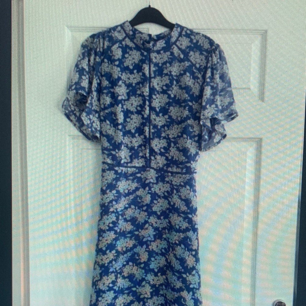 Oasis Blue and White Floral Mini Dress